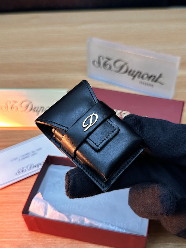 Authentic Vintage 1980 St Dupont Leather Lighter Carry case / for Ligne 1 Large size only / full set never used with all documents
