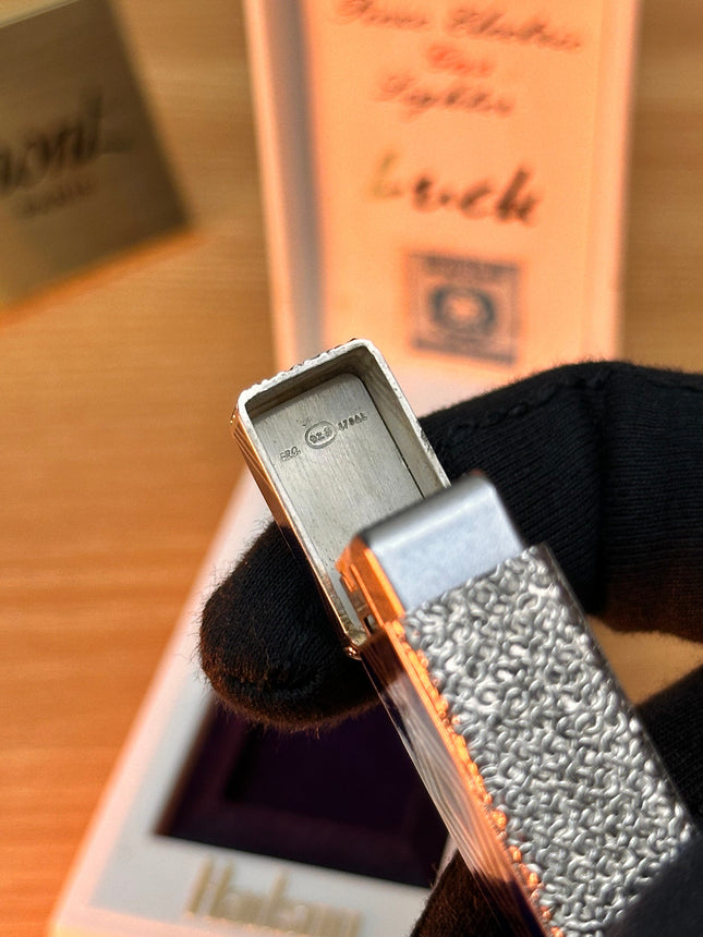 Rare 1970 Hadson Solid Sterling Silver 925 Guilloché Blue Enamel \ with box never used / working perfect with hallmark