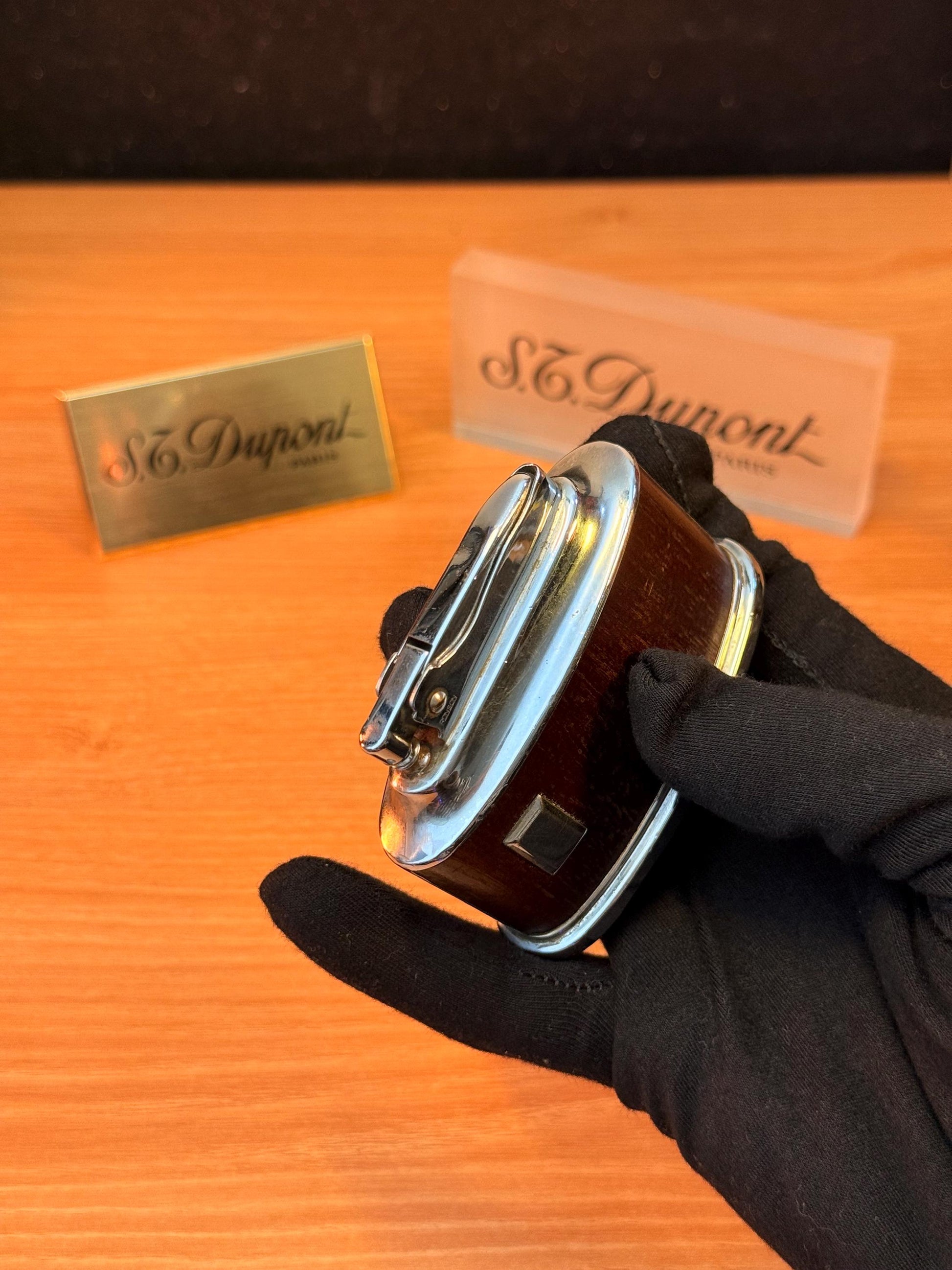 Antique 1941 Ronson Senator Desk Lighter petrol lighter\ working perfect designed with real wood England \ Rare gift decoration antique item