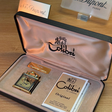 vintage 1980 Colibri of London 24k Gold Finish Colibri Standard \ Collector box with box and documents \ working perfect