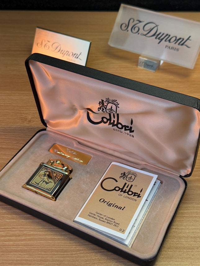 vintage 1980 Colibri of London 24k Gold Finish Colibri Standard \ Collector box with box and documents \ working perfect