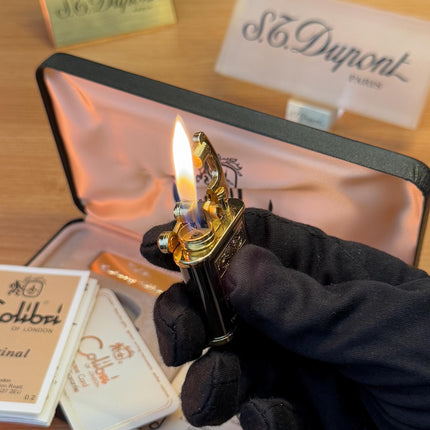 vintage 1980 Colibri of London 24k Gold Finish Colibri Standard \ Collector box with box and documents \ working perfect