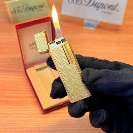 vintage 1970 Rare 24k Gold Finish Myon lighter Paris Made from 1919 with box and documents / working perfect in good condition with initial