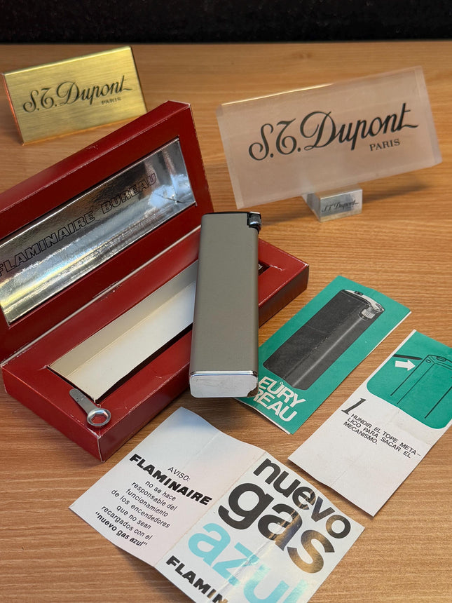 Antique 1957 Flaminaire BULEAU Spain Extremely Rare museum Collector item \ Table lighter box and documents \ working perfect New condition