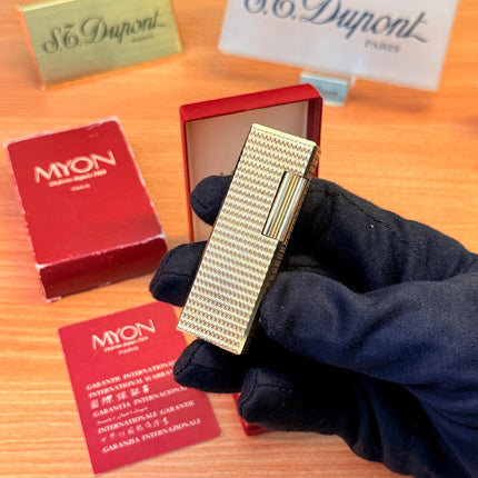 vintage 1970 Rare 24k Gold Finish Myon lighter Paris Made from 1919 with box and documents / working perfect in amazing condition