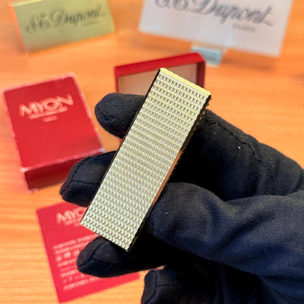vintage 1970 Rare 24k Gold Finish Myon lighter Paris Made from 1919 with box and documents / working perfect in amazing condition