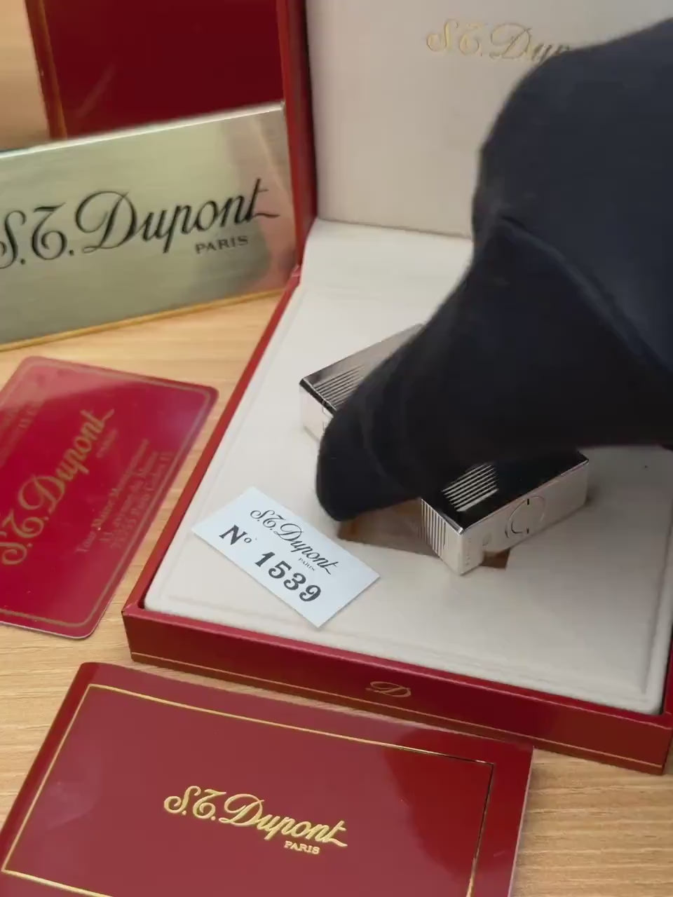 Authentic 1980 St dupont ligne 1 Heavy Silver Plated working amazing / full set with box and documents / pre-owned with initials