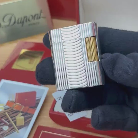 Vintage 1990 St Dupont Soubreny Two tone Gold & Silver finish  / full set will box and documents / Good Condition