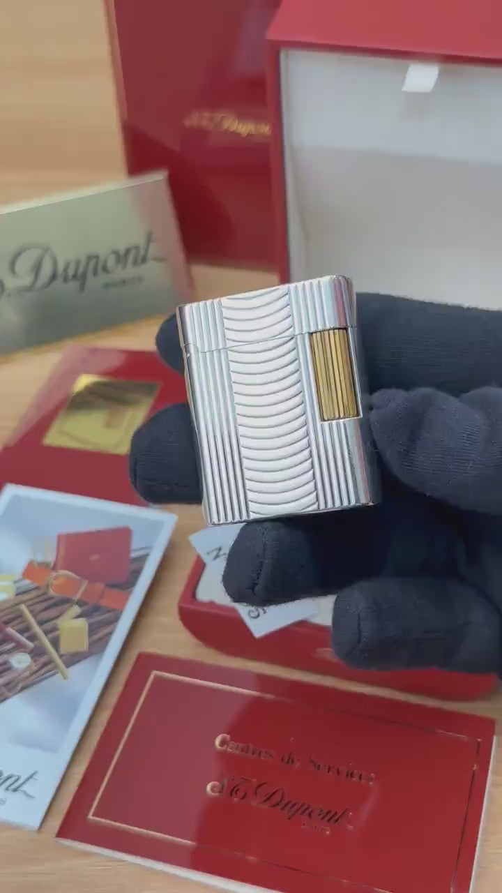 Vintage 1990 St Dupont Soubreny Two tone Gold & Silver finish  / full set will box and documents / Good Condition