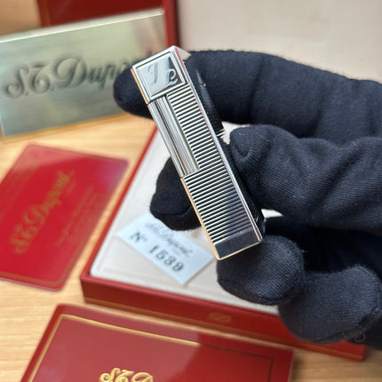 Authentic 1980 St dupont ligne 1 Heavy Silver Plated working amazing / full set with box and documents / pre-owned with initials