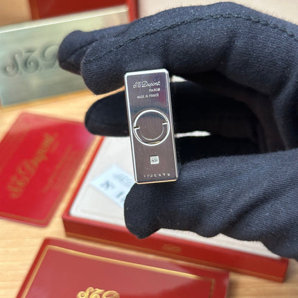 Authentic 1980 St dupont ligne 1 Heavy Silver Plated working amazing / full set with box and documents / pre-owned with initials