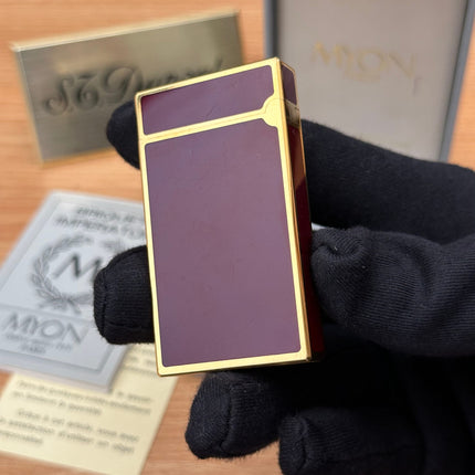 Vintage 1980 Myon 24k Gold Plated 5 face Rare Red lacquer \ full set with box and document \ working perfect \ good condition pre-owned