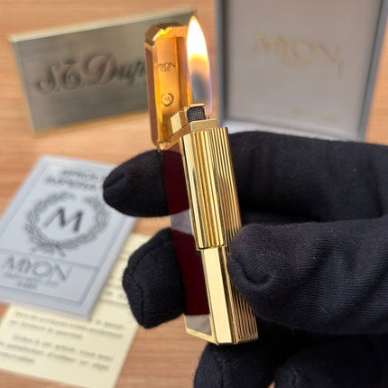 Vintage 1980 Myon 24k Gold Plated 5 face Rare Red lacquer \ full set with box and document \ working perfect \ good condition pre-owned