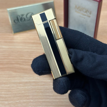 Vintage 1980 Myon Paris made Gold finish with black lacquer / with box / amazing condition close to new / with initial amazing condition