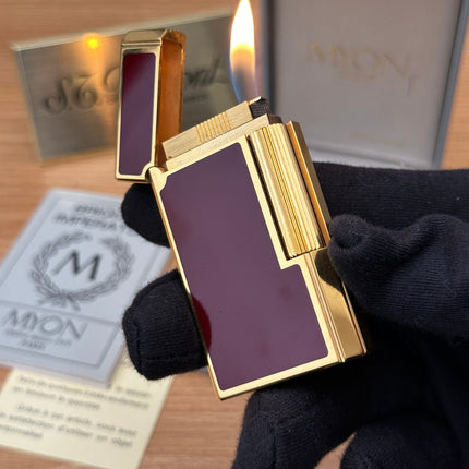 Vintage 1980 Myon 24k Gold Plated 5 face Rare Red lacquer \ full set with box and document \ working perfect \ good condition pre-owned