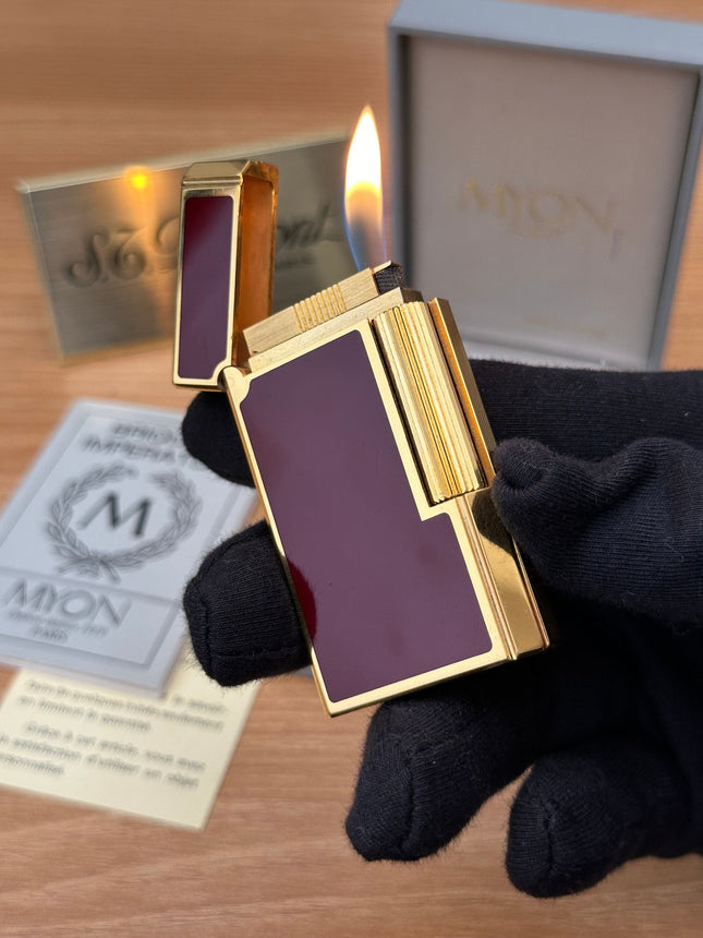 Vintage 1980 Myon 24k Gold Plated 5 face Rare Red lacquer \ full set with box and document \ working perfect \ good condition pre-owned