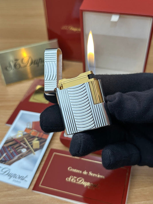 Vintage 1990 St Dupont Soubreny Two tone Gold & Silver finish / full set will box and documents / Good Condition