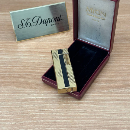 Vintage 1980 Myon Paris made Gold finish with black lacquer / with box / amazing condition close to new / with initial amazing condition