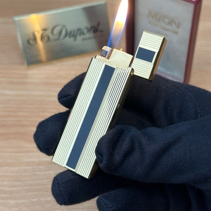 Vintage 1980 Myon Paris made Gold finish with black lacquer / with box / amazing condition close to new / with initial amazing condition