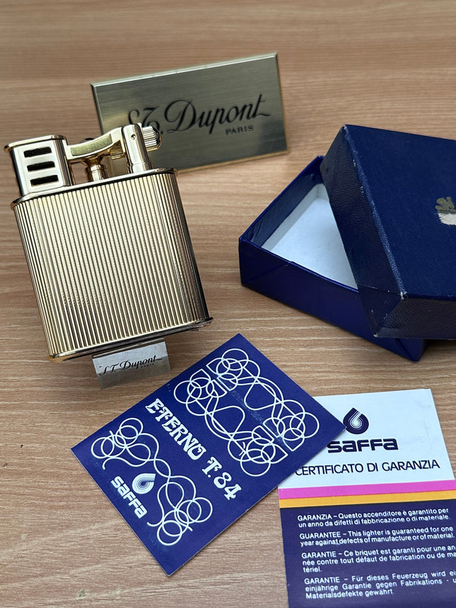 Vintage 1980 Saffa heavy 24k Gold Plated \ never used with box and documents \ working perfect- best cigar accessories gift