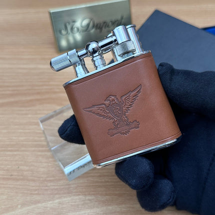 Vintage 1980 ESERCITO table lighter with leather design \ with box never used \ working perfect for cigar & table decor
