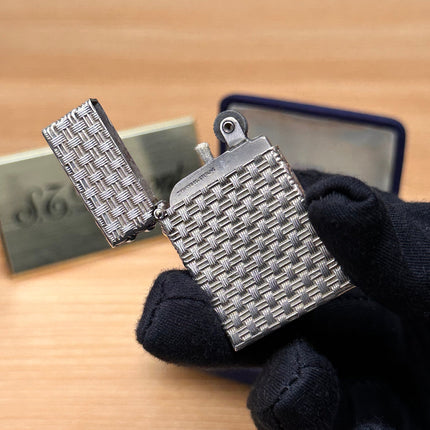 Vintage Tiffany & Co. Art Deco Sterling Silver Basket Weave Lighter \ amazing condition \ working perfect