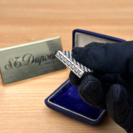 Vintage Tiffany & Co. Art Deco Sterling Silver Basket Weave Lighter \ amazing condition \ working perfect