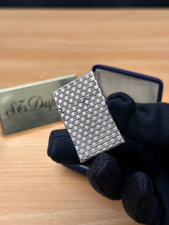 Vintage Tiffany & Co. Art Deco Sterling Silver Basket Weave Lighter \ amazing condition \ working perfect