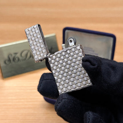 Vintage Tiffany & Co. Art Deco Sterling Silver Basket Weave Lighter \ amazing condition \ working perfect