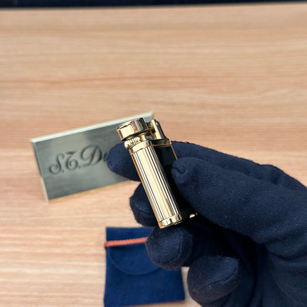 vintage 1980 Rare Dunhill Unique mini Heavy gold finish black lacquer \ good condition \ working perfect