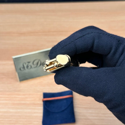 vintage 1980 Rare Dunhill Unique mini Heavy gold finish black lacquer \ good condition \ working perfect