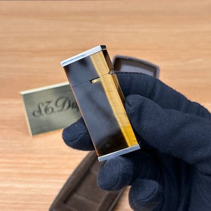 Vintage 1970 Rare Solid sterling Silver handmade Hallmarked Tiger's eye \ luxury 1970 solid silver lighter \ working perfect