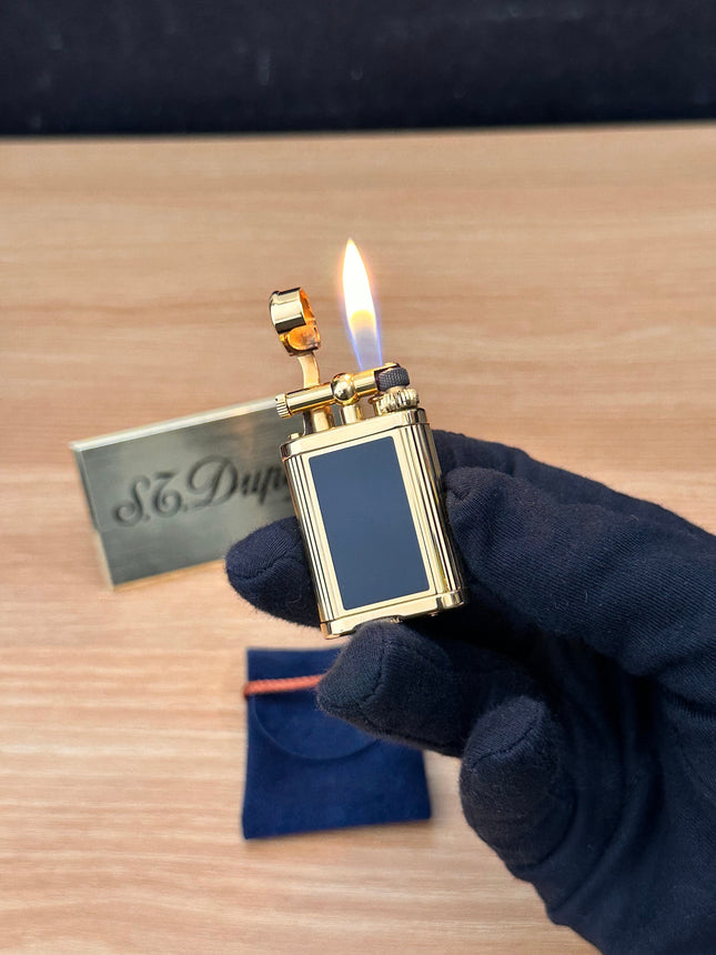 vintage 1980 Rare Dunhill Unique mini Heavy gold finish black lacquer \ good condition \ working perfect