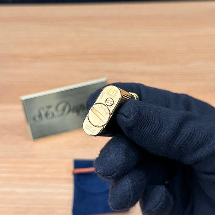 vintage 1980 Rare Dunhill Unique mini Heavy gold finish black lacquer \ good condition \ working perfect