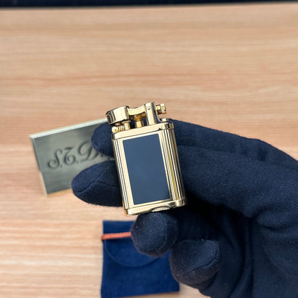 vintage 1980 Rare Dunhill Unique mini Heavy gold finish black lacquer \ good condition \ working perfect