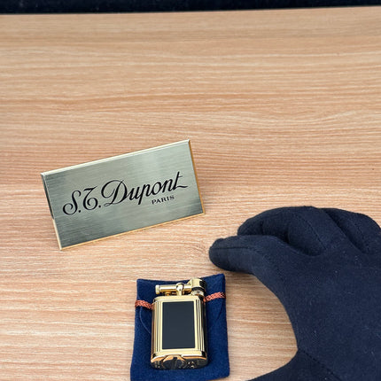 vintage 1980 Rare Dunhill Unique mini Heavy gold finish black lacquer \ good condition \ working perfect