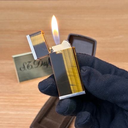 Vintage 1970 Rare Solid sterling Silver handmade Hallmarked Tiger's eye \ luxury 1970 solid silver lighter \ working perfect