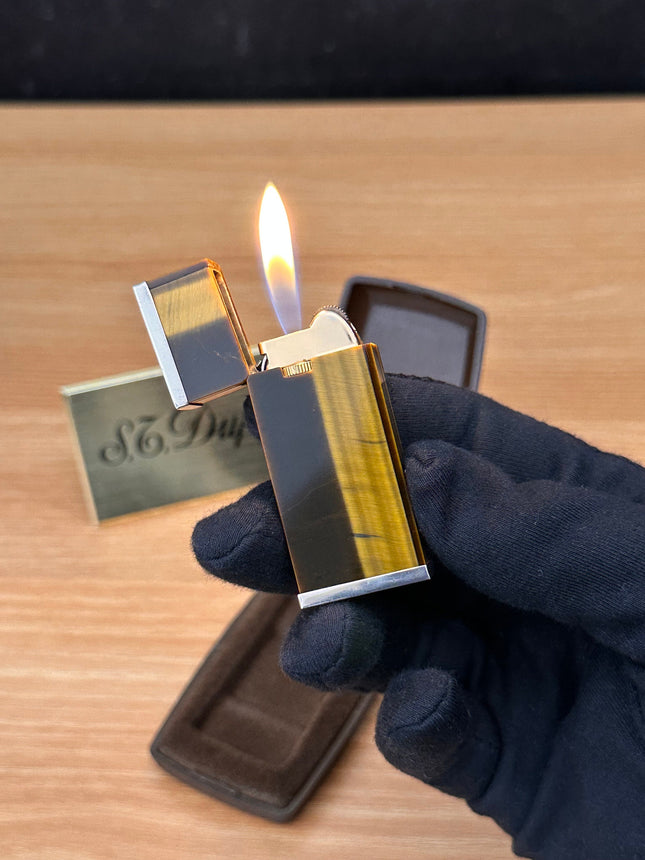 Vintage 1970 Rare Solid sterling Silver handmade Hallmarked Tiger's eye \ luxury 1970 solid silver lighter \ working perfect